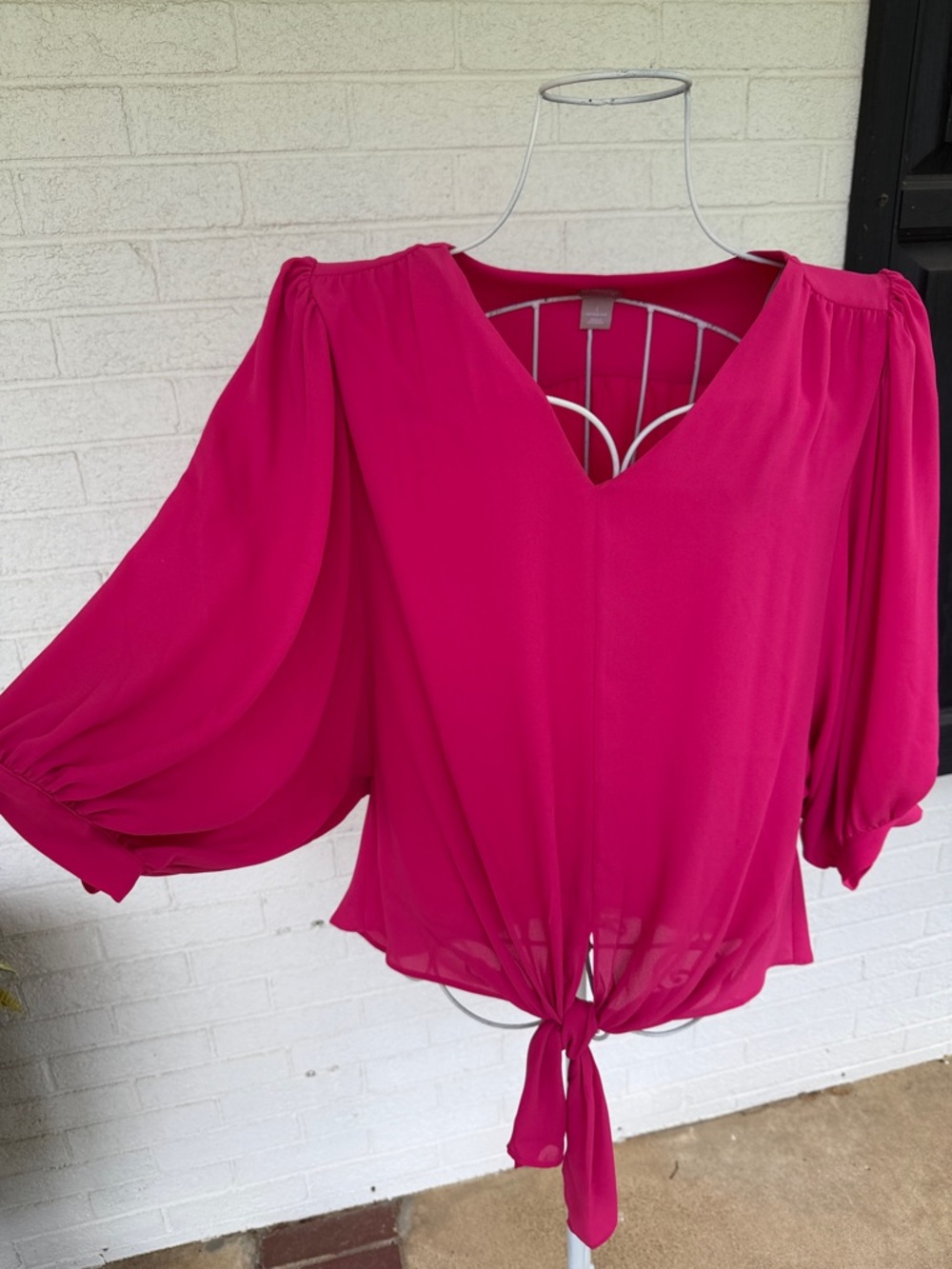 Chico's Fuchsia Tie-Front V-Neck Blouse
